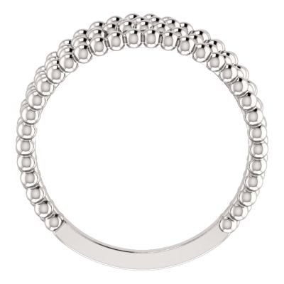 Platinum Beaded Criss-Cross Ring, Size 8