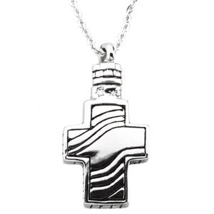 Sterling Silver Cross Ash Holder Necklace, 18"