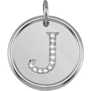 Diamond Initial "J" Pendant, Rhodium-Plated 14k White Gold (.05 Ctw, Color G-H, Clarity I1)