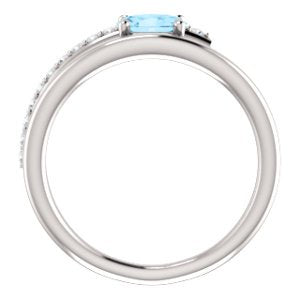 Aquamarine and Diamond Bypass Ring, Sterling Silver (.125 Ctw, G-H Color, I1 Clarity)