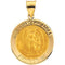 14k Yellow Gold Hollow Round Guardian Angel Medal (18.25x18.50 MM)