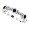 Chatham Created Blue Sapphire and Diamond, Rhodium-Plated Sterling Silver (0.03 Ctw, G-H Color, I1 Clarity)