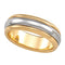 6mm 18k Yellow Gold and Platinum Two Tone Comfort Fit Design Band, Sizes 5 to 12.5