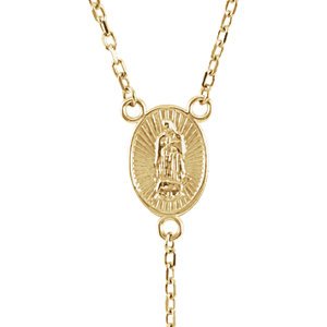 Elegant Rosary 14k Yellow Gold Necklace, 16"