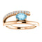 Aquamarine and Diamond Bypass Ring, 14k Rose Gold (.125 Ctw, G-H Color, I1 Clarity)