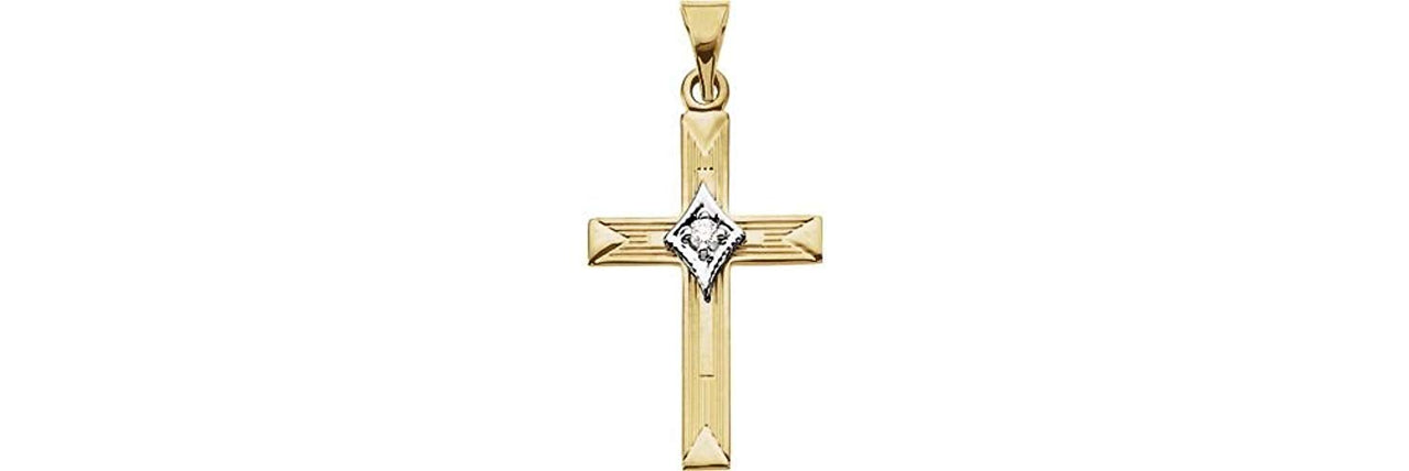 St. George's Diamond Cross 14k Yellow Gold Pendant