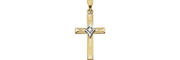 St. George's Diamond Cross 14k Yellow Gold Pendant