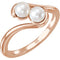 White Freshwater Cultured Pearl Two-Stone Ring, 14k Rose Gold (04.50-05.00 mm)