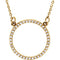 Petite Diamond Circle Pendant 14k Yellow Gold Necklace, 16" (1/6 Cttw)