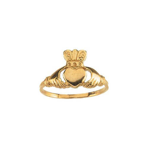 Childrens 14k Yellow Gold Claddagh Ring, Size 5
