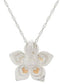 White Freshwater Cultured Pearl Flower Necklace, Sterling Silver, 12k Rose Gold, 12k Green Gold, 18"