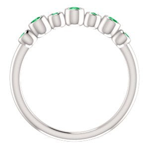 Emerald 7-Stone 3.25mm Ring, Rhodium-Plated 14k White Gold, Size 6