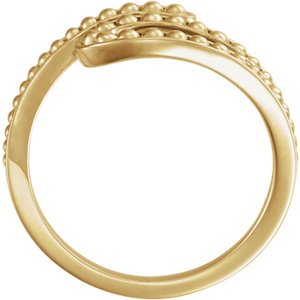 Beaded Bypass Ring, 14k Yellow Gold