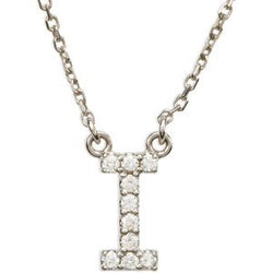 14k White Gold Diamond Alphabet Letter I Necklace (1/10 Cttw, GH Color, I1 Clarity), 16.25" to 19.25"
