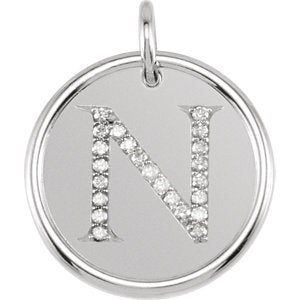 Diamond Initial "N" Pendant, Sterling Silver (0.1 Ctw, Color GH, Clarity I1)