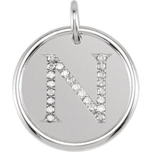 Diamond Initial "N" Pendant, Sterling Silver (0.1 Ctw, G-H Color, I1 Clarity)