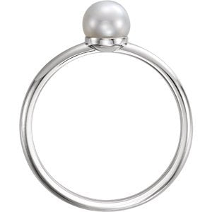 Platinum White Freshwater Cultured Pearl Solitaire Ring, (5.5-6mm) Size 7