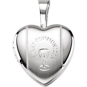 Children's First Communion Sterling Silver Heart Locket (12.50X12.00 MM)
