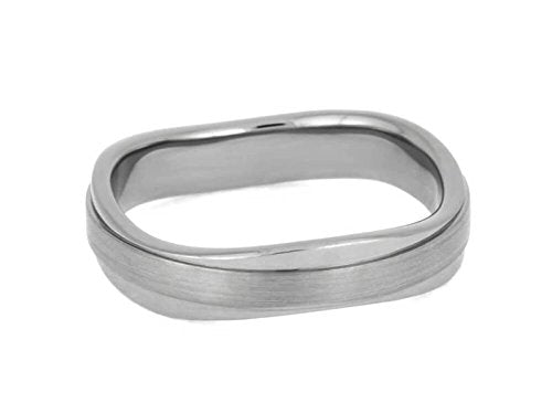 The Men's Jewelry Store (Unisex Jewelry) Wavy Ring 4.5mm Brushed Titanium Comfort-Fit Wedding Band