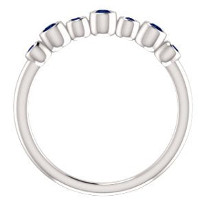 Blue Sapphire 7-Stone 3.25mm Ring, Rhodium-Plated 14k White Gold