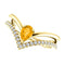 Citrine Pear and Diamond Chevron 14k Yellow Gold Ring (.145 Ctw, G-H Color, I1 Clarity)