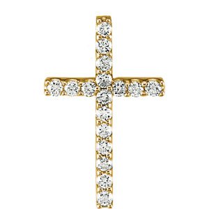 Women's Petite Diamond Cross 14k Yellow Gold Necklace, 18"