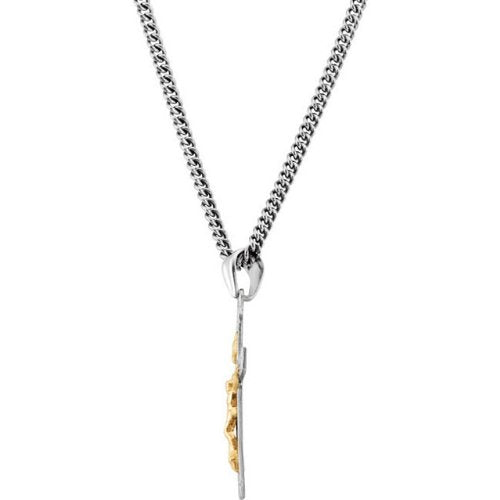 Two-Tone Crucifix Sterling Silver and 14k Yellow Gold Necklace, 24" (28X16.2MM)
