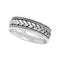 6.75mm 14k White Gold Hand Woven Braid and Rope Trim Comfort Fit Ring, Size 5.5