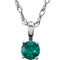 Children's Emerald 'May' Birthstone 14k White Gold Pendant Necklace, 14"