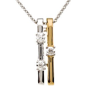 Two-Tone Diamond Necklace in 14k White Gold and Rhodium Plate 14k Yellow Gold, 18"