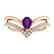 Amethyst Pear and Diamond Chevron 14k Rose Gold Ring (.145 Ctw,G-H Color, I1 Clarity)