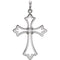 Diamond Fleur-de-Lis Cross Rhodium-Plated 14k White Gold Pendant (.03 Ct, G-H Color, I1 Clarity)