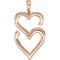 Double Heart Pendant, 14k Rose Gold