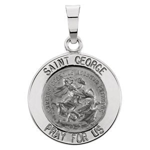 14k White Gold Round St. George Medal (15 MM)
