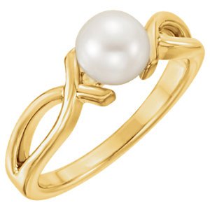 Freshwater Cultured Pearl Ichthys Ring, 14k Yellow Gold (6.5-7.00mm)
