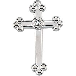 14k White Gold Diamond Cross Lapel Pin