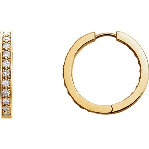Diamond Inside-Outside Earrings, 14k Yellow Gold (3/4 Ctw, Color G-H, Clarity I1)