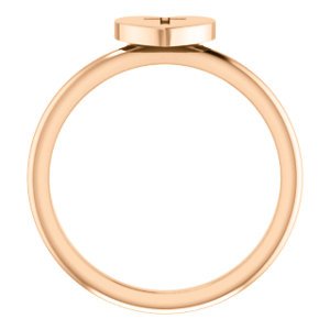 Heart with Cross 14k Rose Gold Slim Profile Ring, Size 6