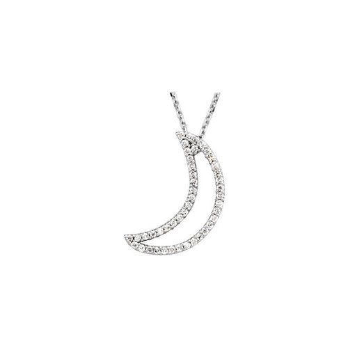 Petite Rhodium-Plated 14k White Gold .19 Cttw. Diamond Crescent Moon Necklace