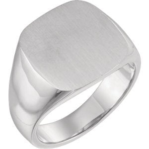 Men's Closed Back Signet Ring, Rhodium-Plated 14k White Gold (16mm)