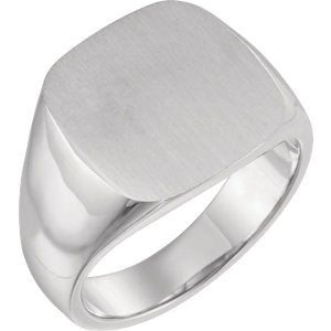 Men's Closed Back Signet Ring, Rhodium-Plated 10k White Gold (16mm) Size 8.25