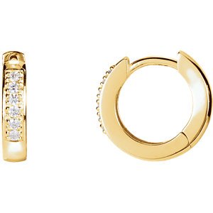 Diamond 14k Yellow Gold Milgrain Hoop Earrings, (1/10 Ctw, Color GH, Clarity I1)