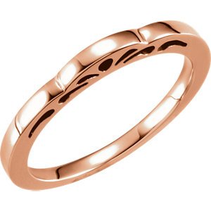 Cut-Out Paisley 3mm Stackable 14k Rose Gold Ring, Size 6