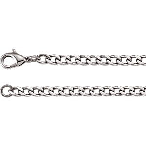 4.8mm, Men's Stainless Steel Curb Chain with Lobster Clasp 20"