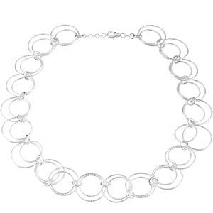 Sterling Silver Diamond Cut Circle Chain Necklace, 18''