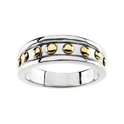 6.5mm 18k White Gold Ring with 14k Yellow Gold Polka Dots, Size 6 to 7