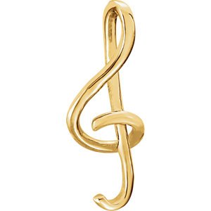 Sliding Treble Clef Musical Note 14k Yellow Gold Pendant