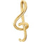 Sliding Treble Clef Musical Note 10k Yellow Gold Pendant