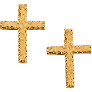 Girl's Latin Cross Earrings, 14k Yellow Gold (13x9MM)