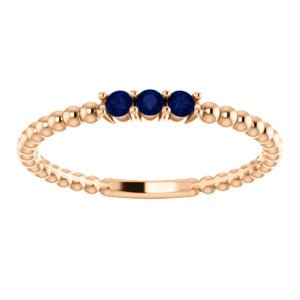 Blue Sapphire Beaded Ring, 14k Rose Gold, Size 7.75